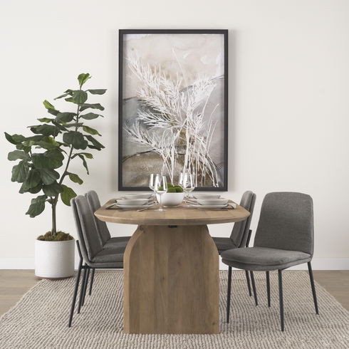 Eve Dining Chair with Gray Fabric & Matte Black Metal