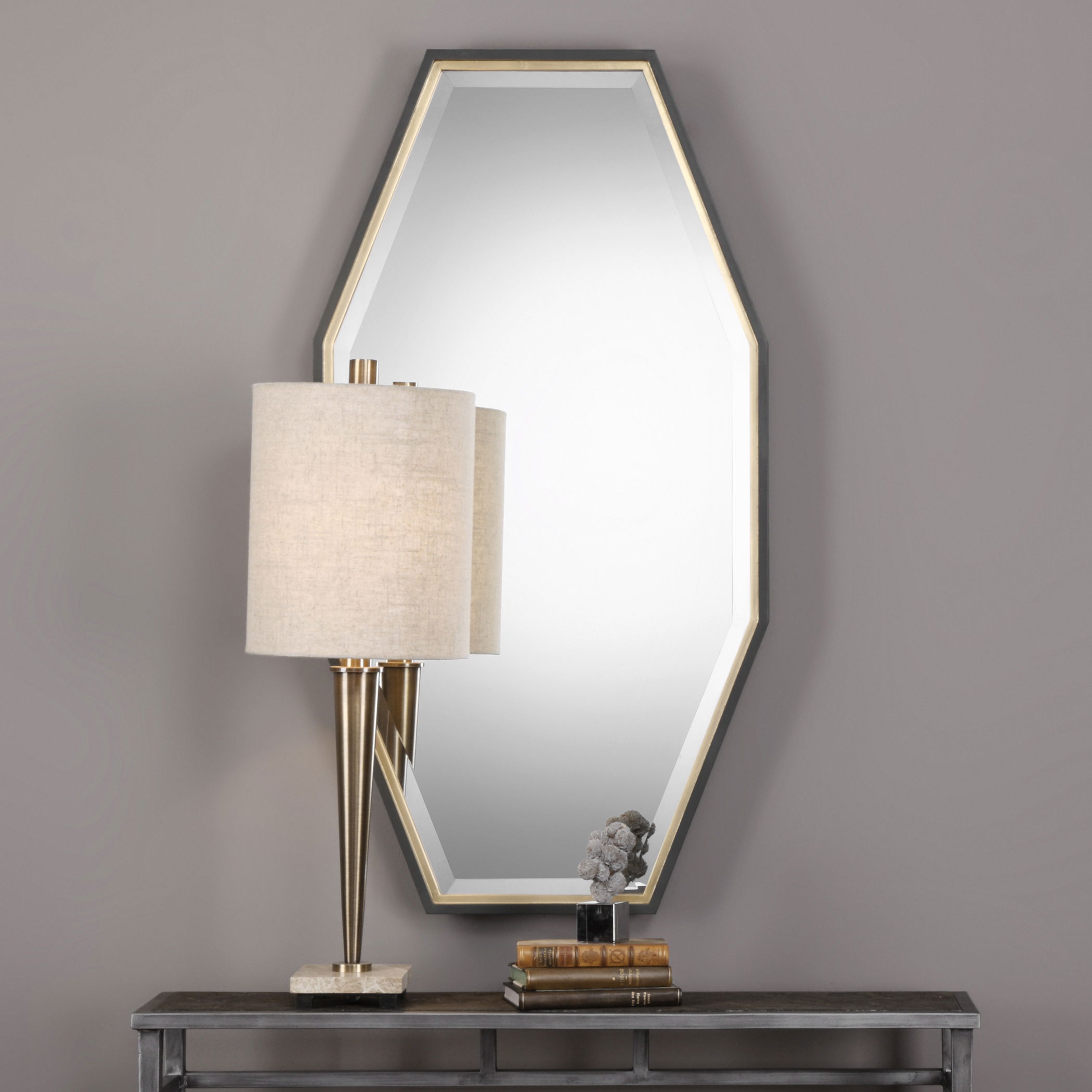 Savion Gold Octagon Mirror, by Uttermost, 24" width x 46" height x 1.5" depth View 5