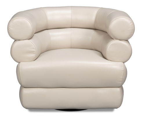 Rondo Leather Swivel Chair, White