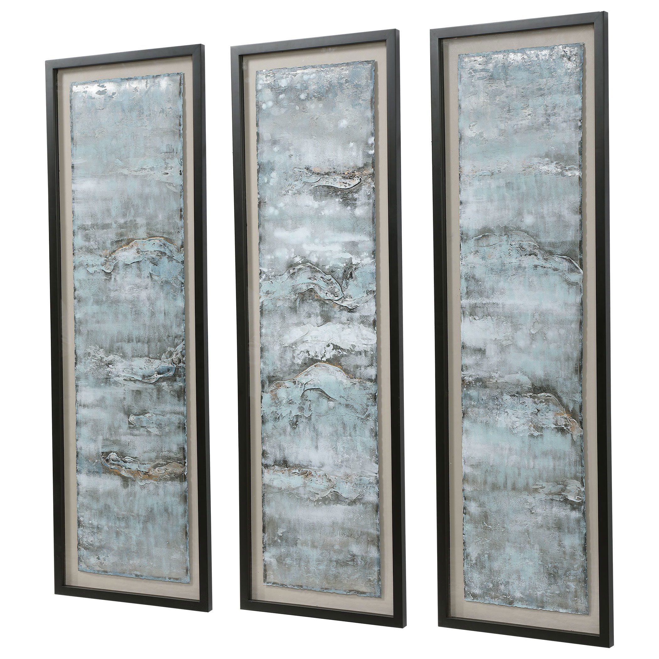 Ocean Swell Painted Metal Art, S/3, 3 Cartons large image 