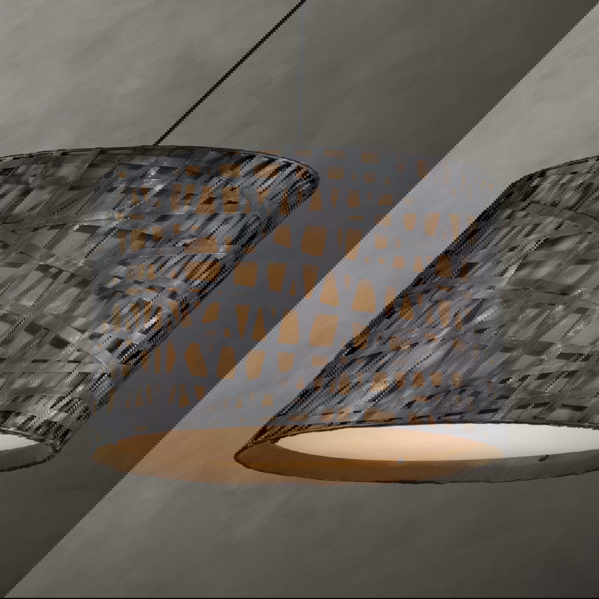 Alita Aged Black Drum Pendant large image 