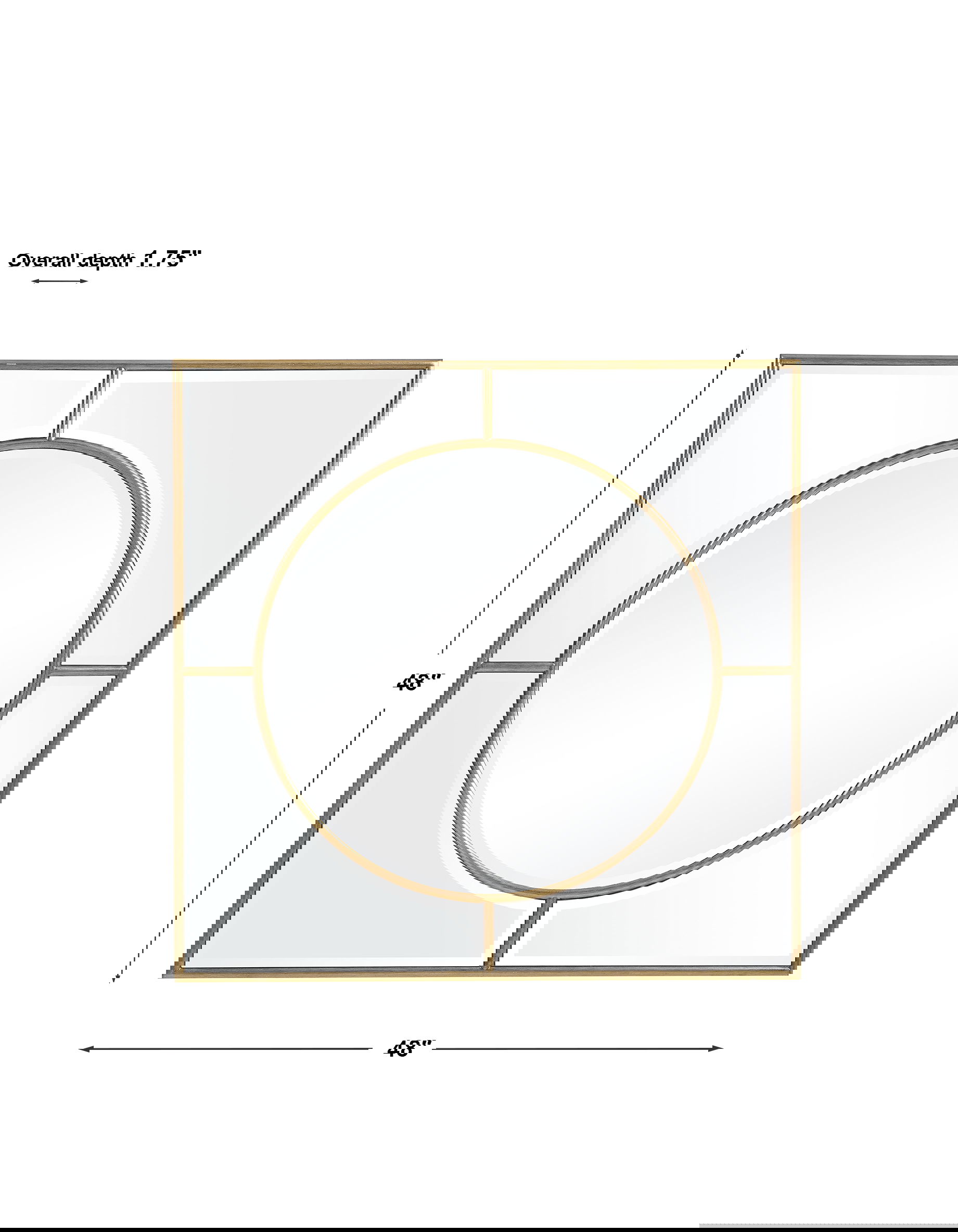 Stanford Gold Square Mirror, by Uttermost, 48" width x 48" height x 1.75" depth View 3
