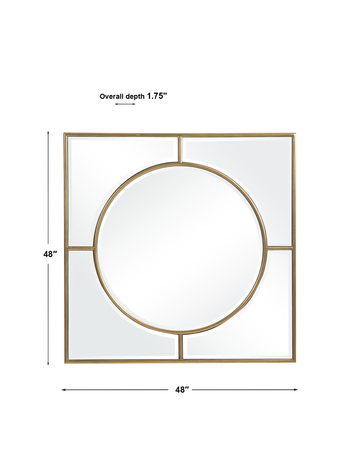 Stanford Gold Square Mirror, by Uttermost, 48" width x 48" height x 1.75" depth View 3