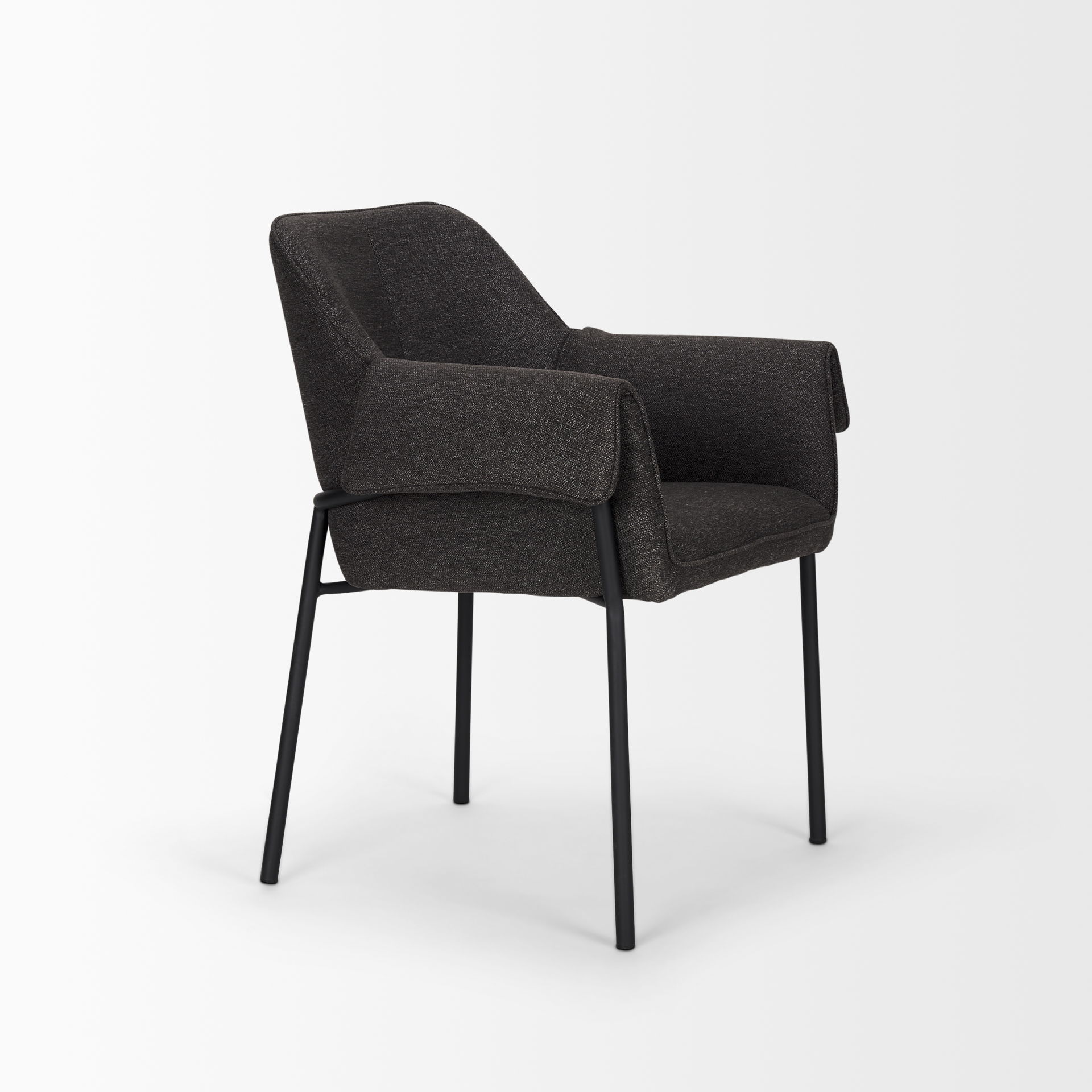 Brently Dining Chair with Gray Fabric & Matte Black Metal Legs large image 