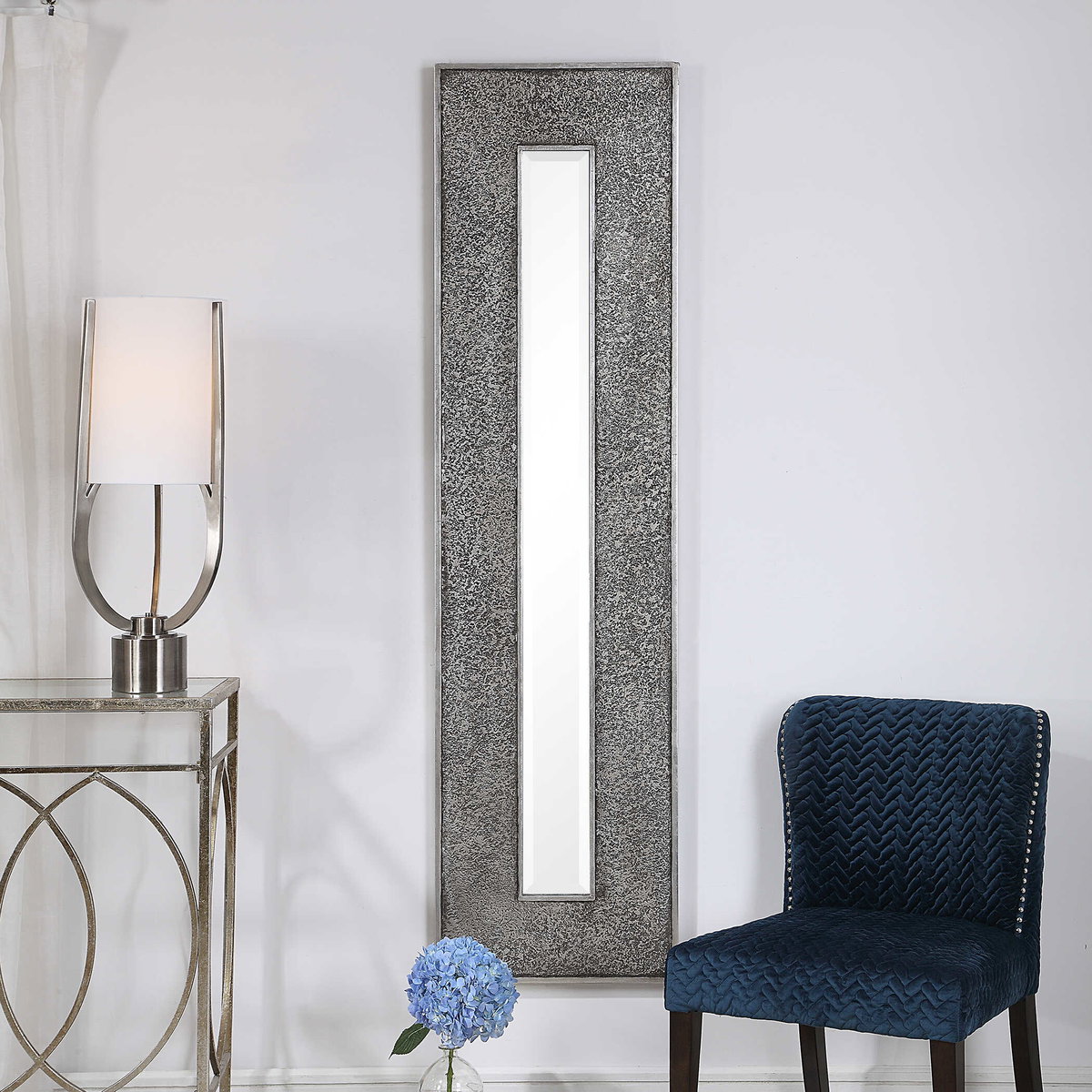 Bannon Tall Metallic Mirror, by Uttermost, 1'6.88" width x 6'1" height x 1.25" depth View 2