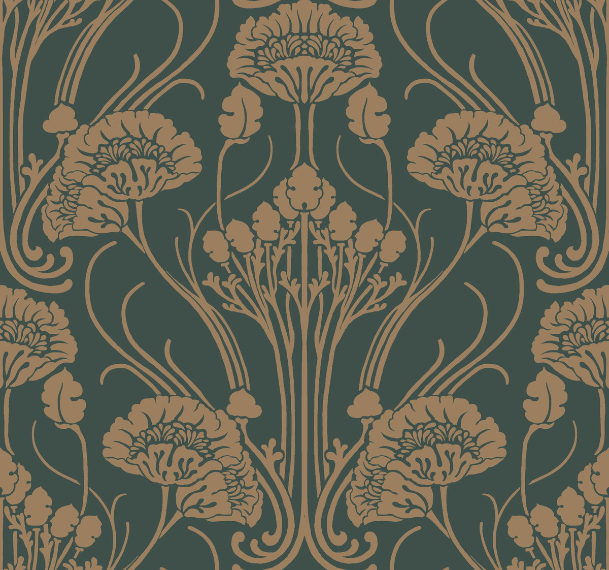 Nouveae Damask Green Wallpaper, by York Wall, 27' length x 2'3" width x 0.02" depth