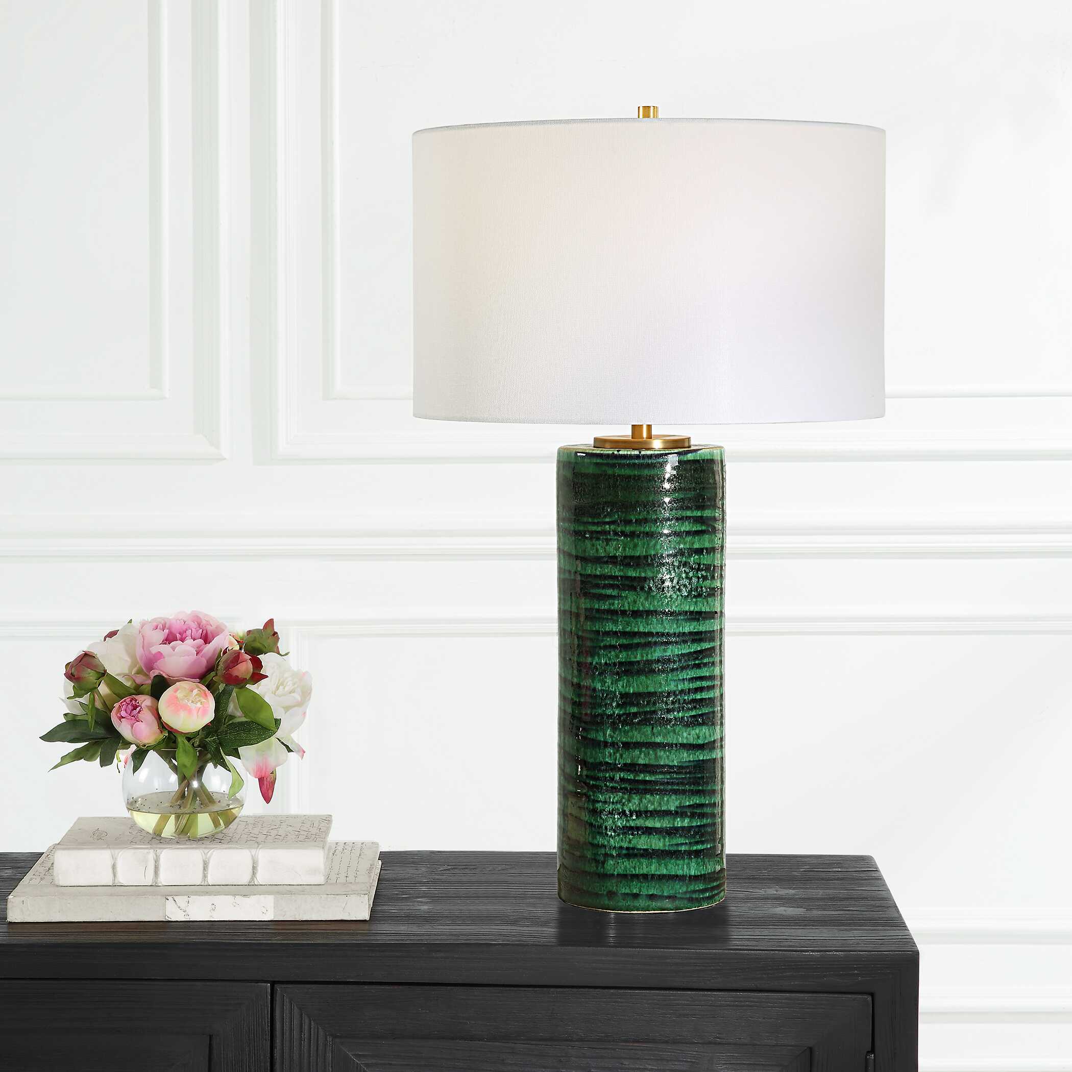 Galeno Emerald Green Table Lamp, by Uttermost, 17" width x 27.75" height x 17" depth View 2