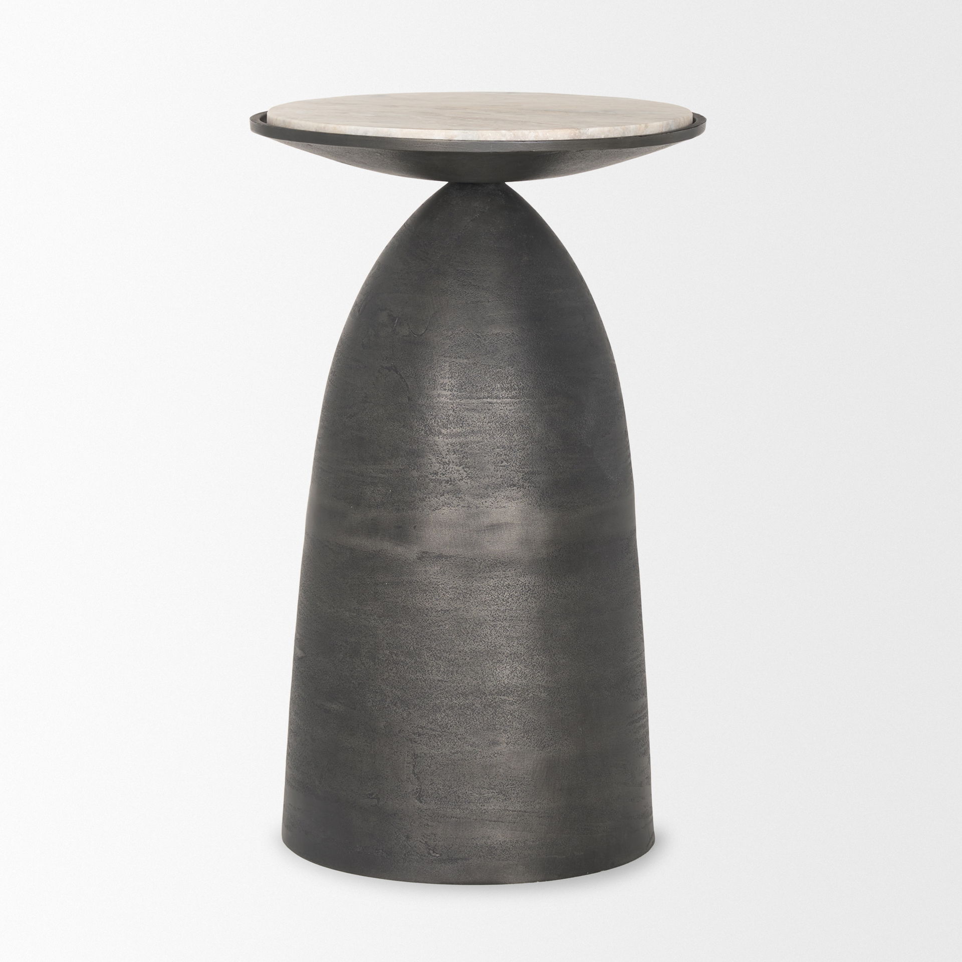 Russo Gunmetal Cast Aluminum with Brown Marble Accent Table large image 
