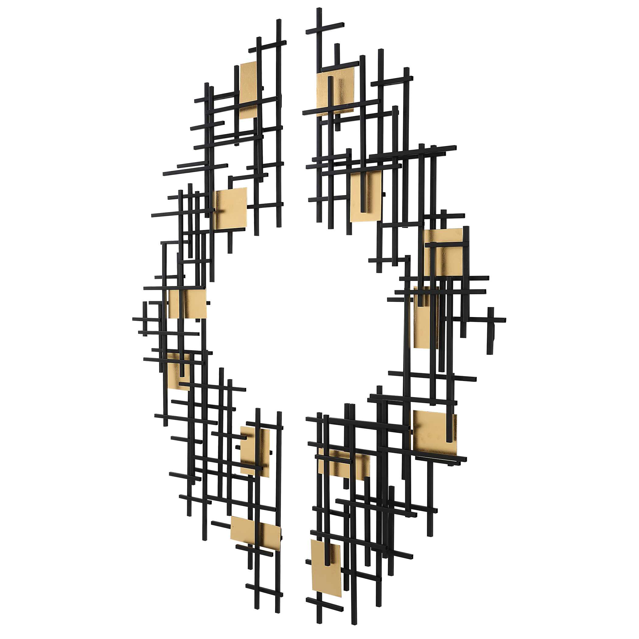 Reflection Metal Grid Wall Decor Set/2, Sculptural Wall Art by Uttermost, 18.75" width x 57.5" height x 2.37" depth View 5