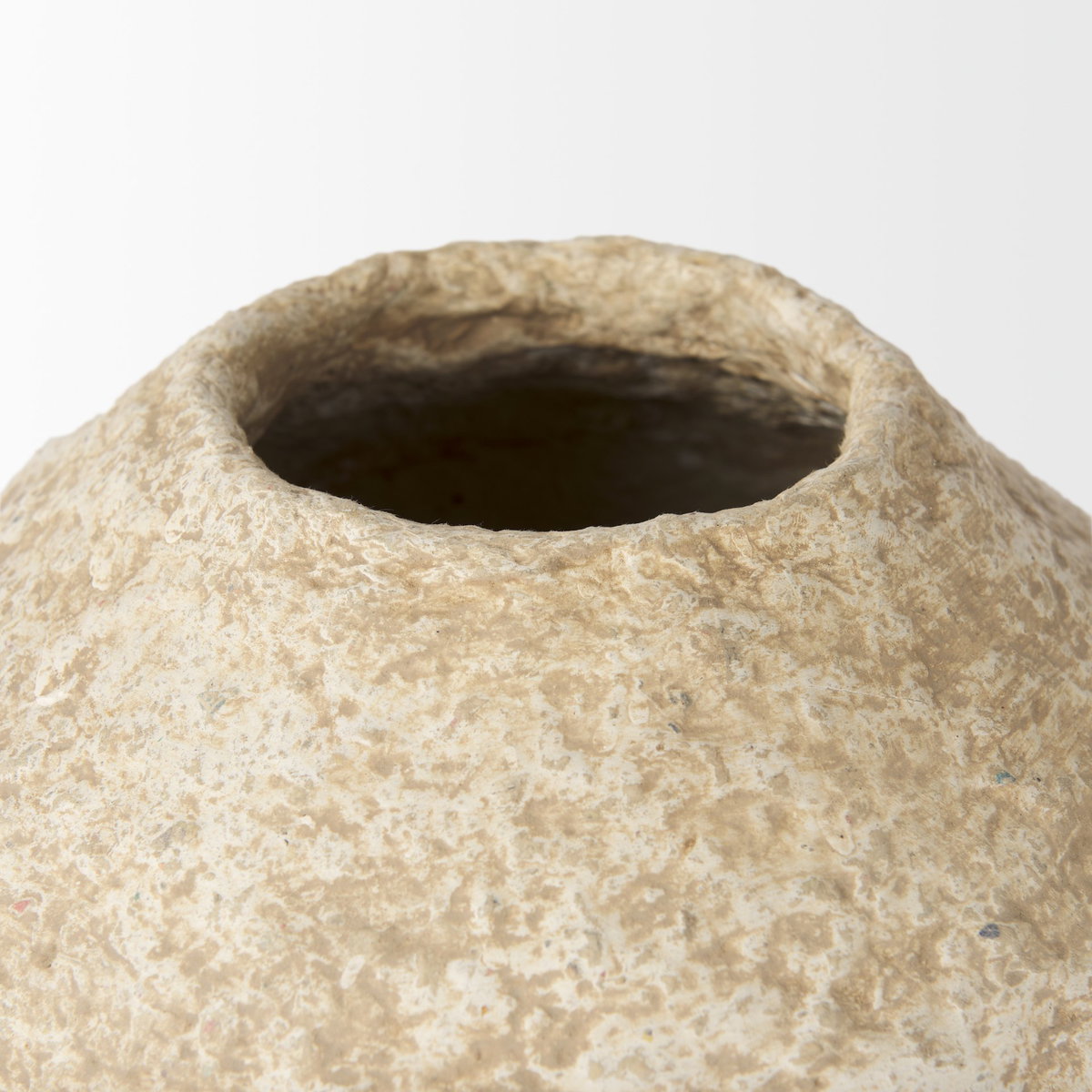 Ritu Small Beige Paper Mache Pot Vase, by Mercana, 9" length x 9" width x 9" height View 7