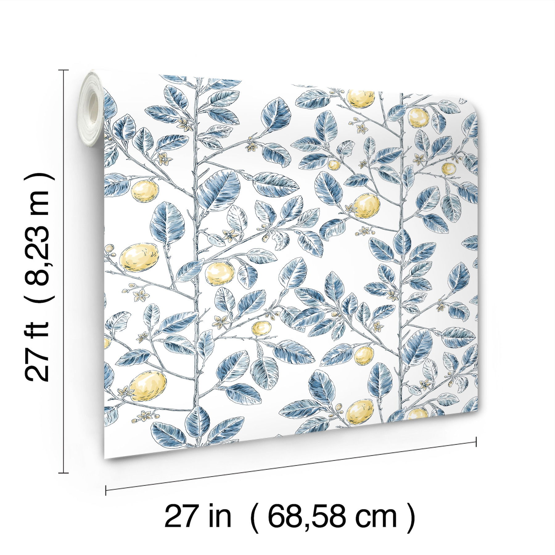 Limoncello Toile Blue Wallpaper large image 