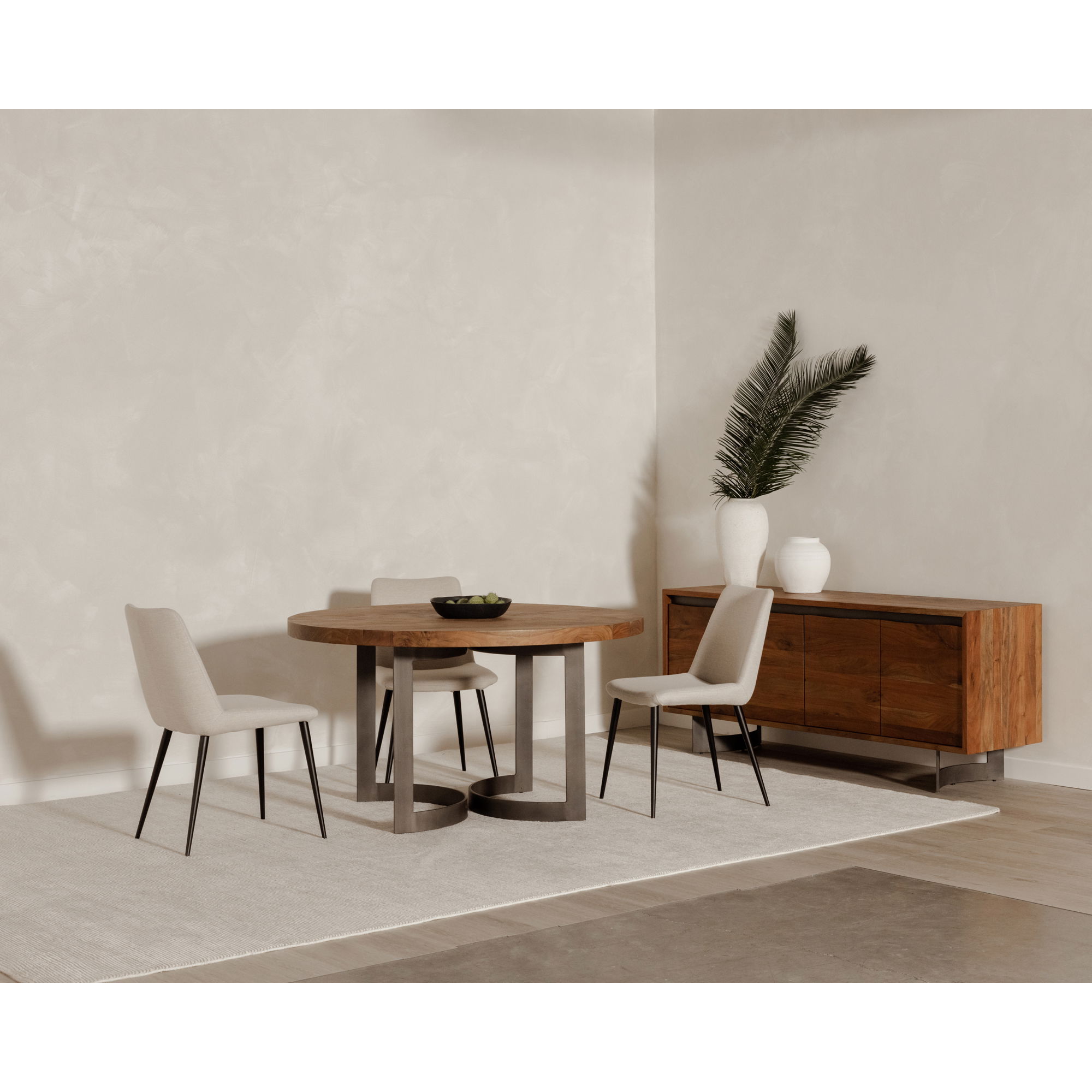 Bent Round Dining Table 54in Brown, by Moe's Home, 54" width x 30" height x 54" depth View 15