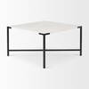 Lucas 30x30 White Marble Top Black Metal Base Coffee Table, by Mercana, 30" length x 30" width x 17" height thumbnail 5
