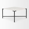 Lucas 30x30 White Marble Top Black Metal Base Coffee Table, by Mercana, 30" length x 30" width x 17" height thumbnail 5