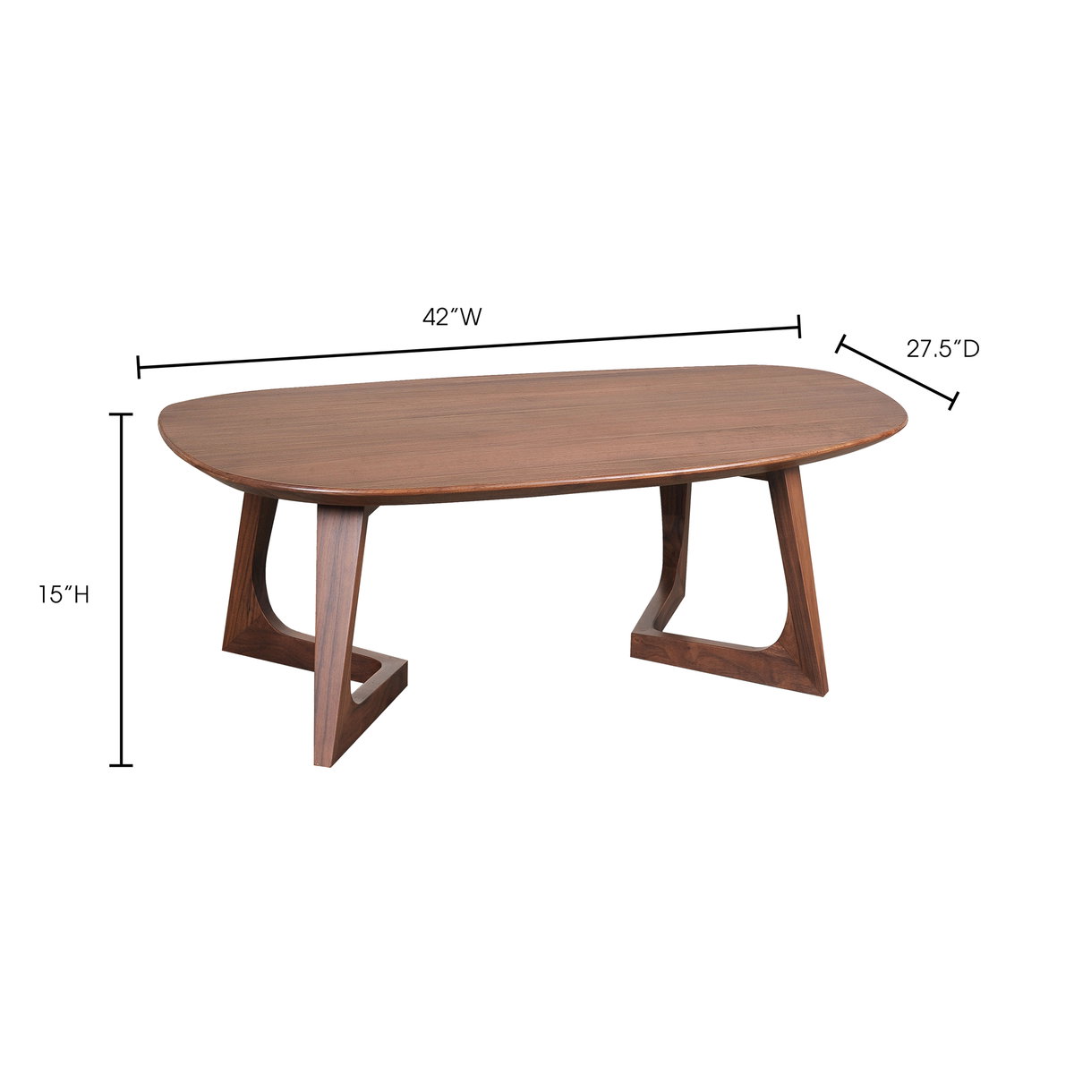 Godenza Small Coffee Table Brown, by Moe's Home, 42" width x 15" height x 27.5" depth View 9
