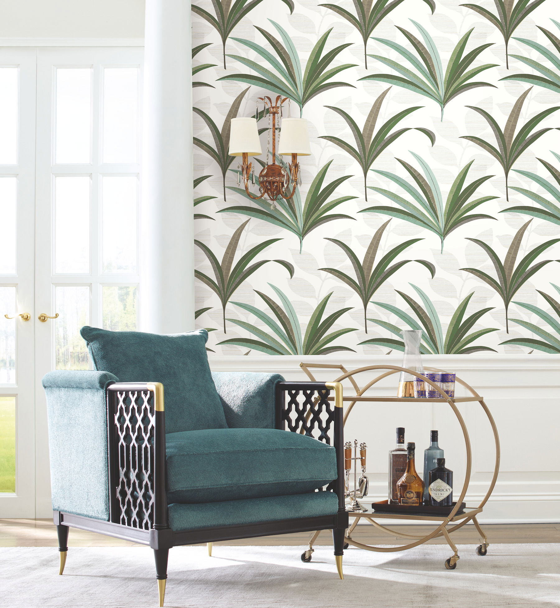 El Morocco Palm White Wallpaper large image 