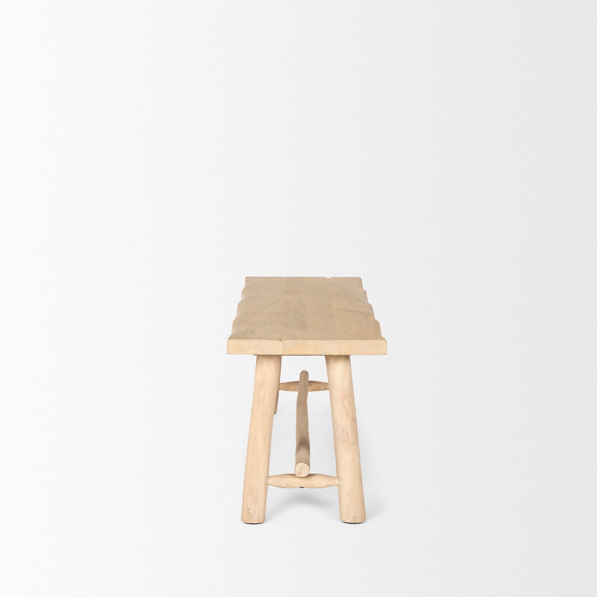 Sekou Light Brown Wooden Craftsman Bench, Benche by Mercana, 56" length x 16" width x 19" height View 5