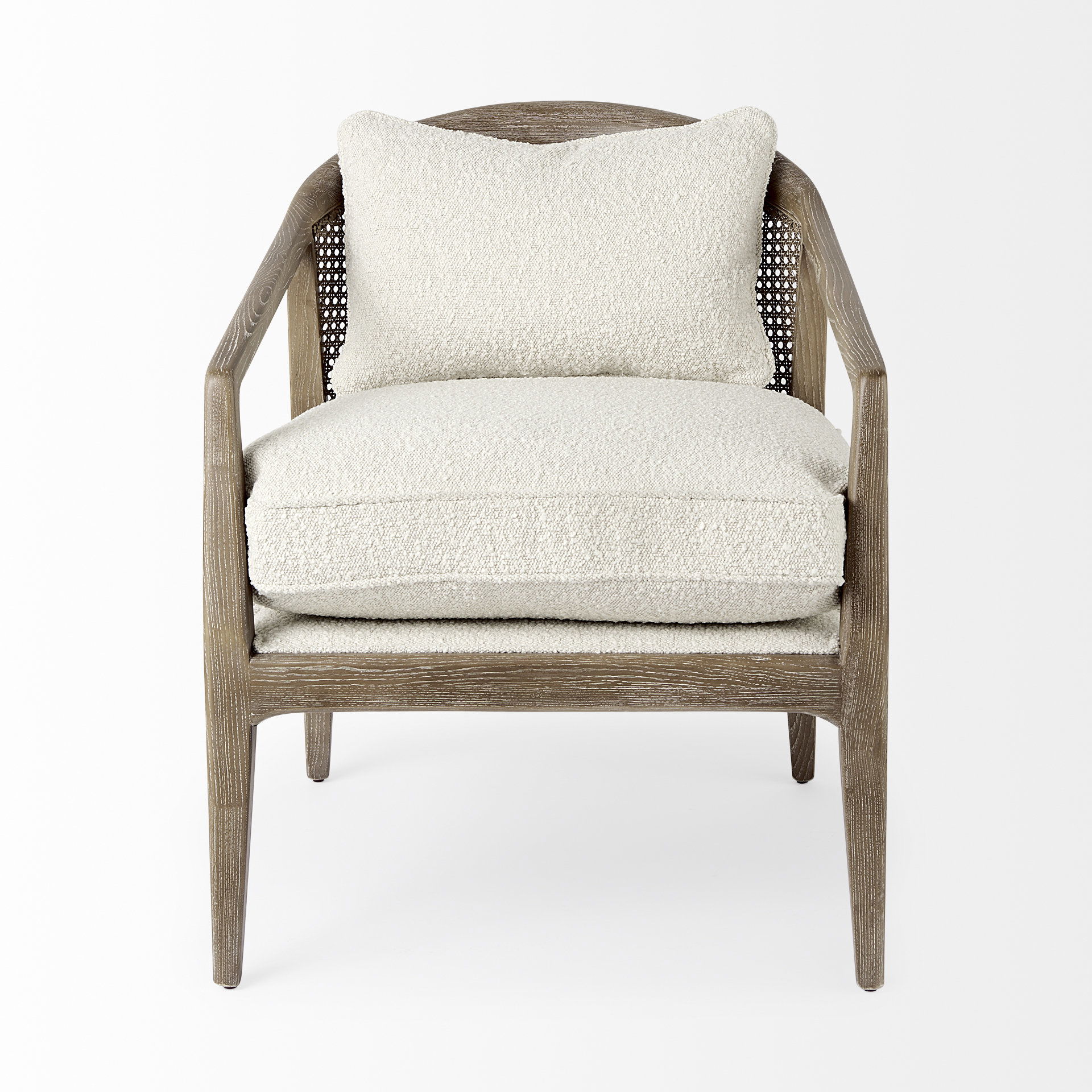 Landon  Light Brown Wood with Cream Fabric Seat and Cane Back Accent Chair large image 
