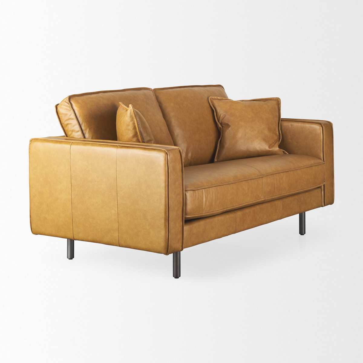 D'Arcy 65.0L x 37.0W x 34.0H Tan Leather Love Seat, Sofas & Sectional by Mercana, 65.35" length x 36.61" width x 33.86" height View 8