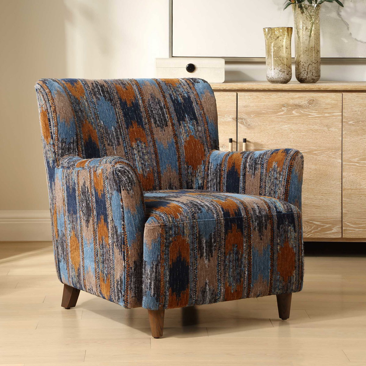Lainey Upholstered Ikat Armchair, Accent Chair by Uttermost, 30" width x 32.5" height x 31.5" depth View 4