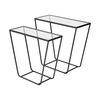 Arya (Set of 2) 24L x 10W Black Rectangular Glass Top Iron Frame Accent Table thumbnail 0