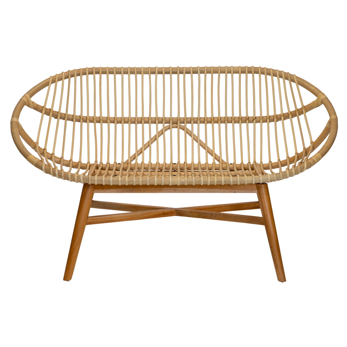 Emile Rattan Bench, Benche by Woven, 53" width x 32.75" height x 26.25" depth View 3