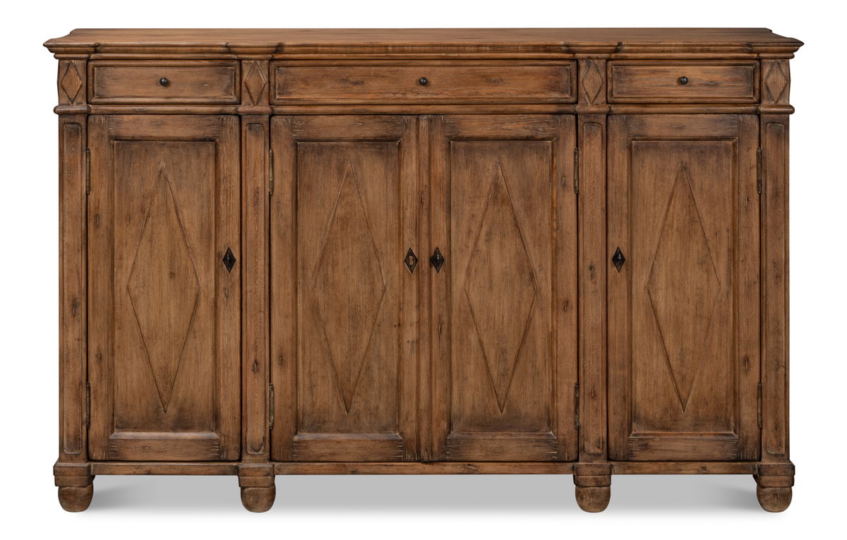 Diamond Wall Sideboard  Brown, by Sarreid, 1'6" length x 5'5" width x 3'5" height View 2