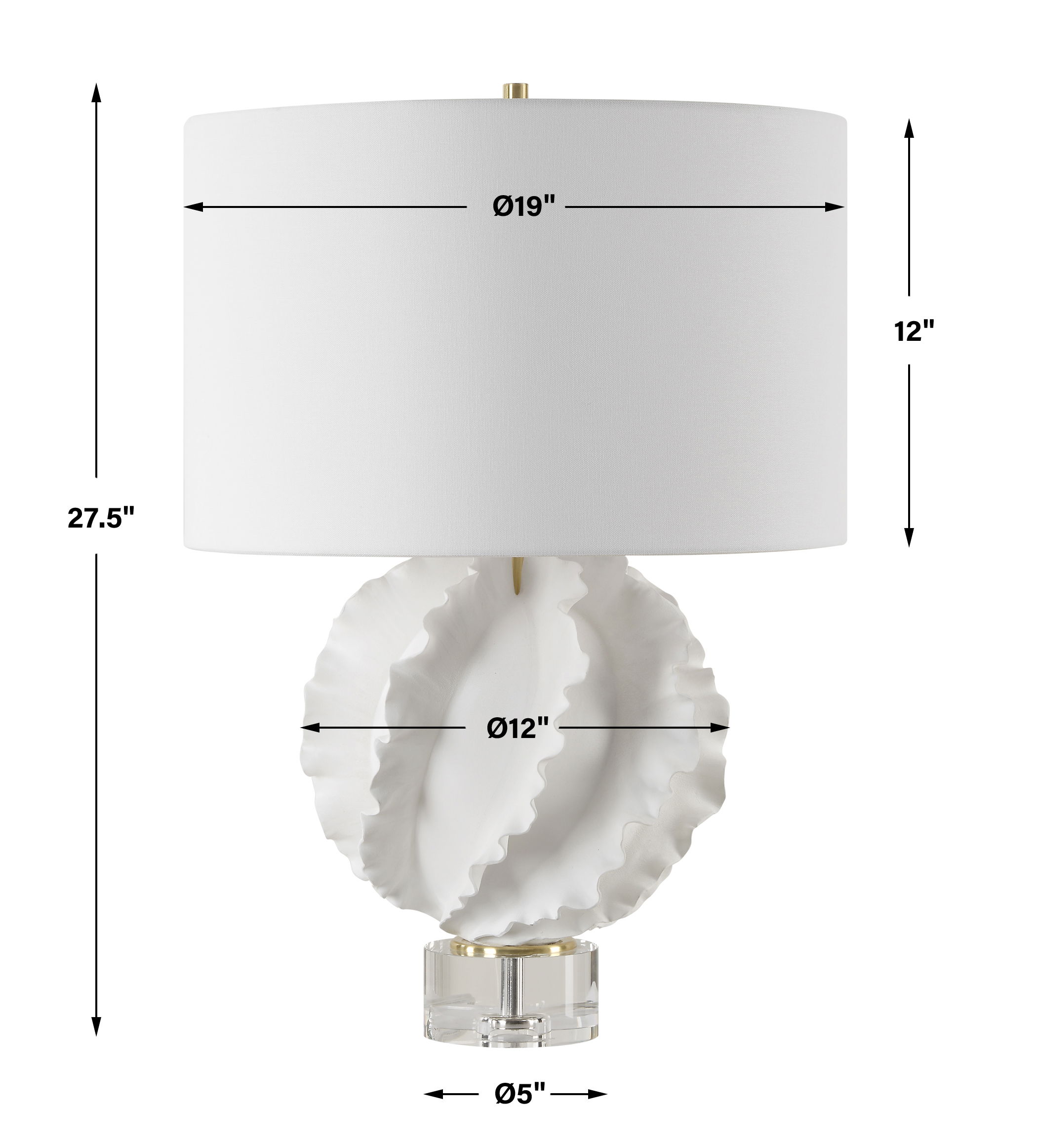 Saylor White Table Lamp, by Uttermost, 19" width x 27.5" height x 19" depth View 3
