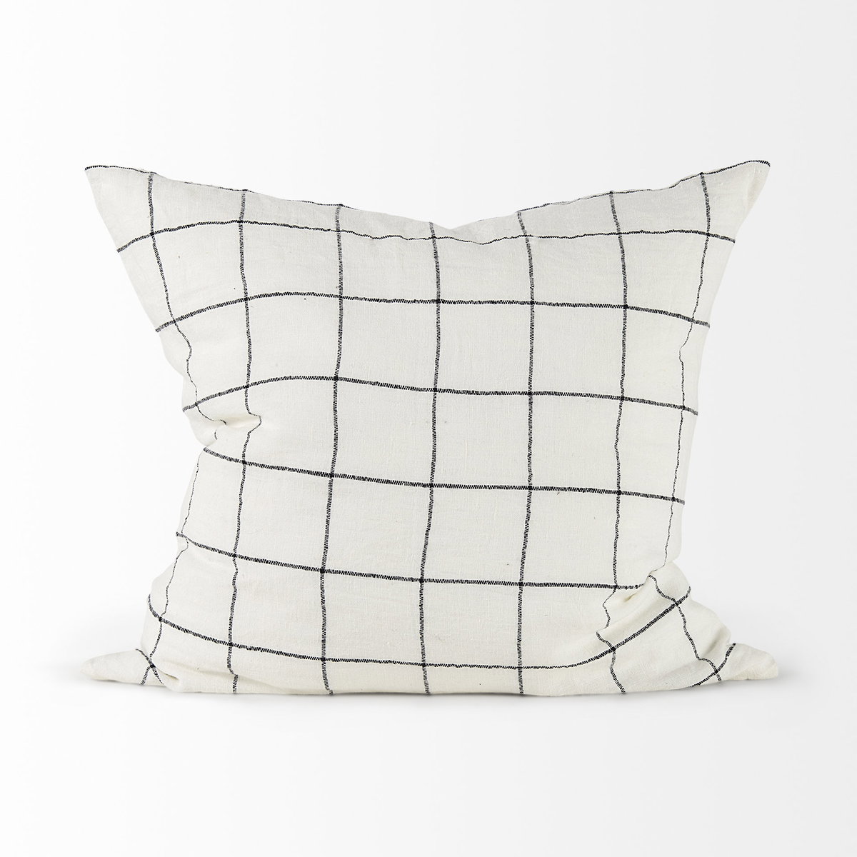 Suzanne 22 x 22 White/Black Square Pattern Decorative Pillow Cover, by Mercana, 22" length x 22" width x 0.2" height View 8