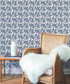Chokeberry Block Print Navy & White Wallpaper thumbnail 2