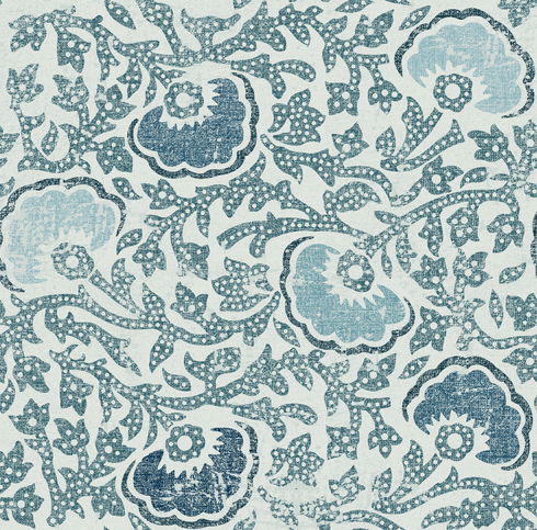 Fontaine Blue & Grey Wallpaper