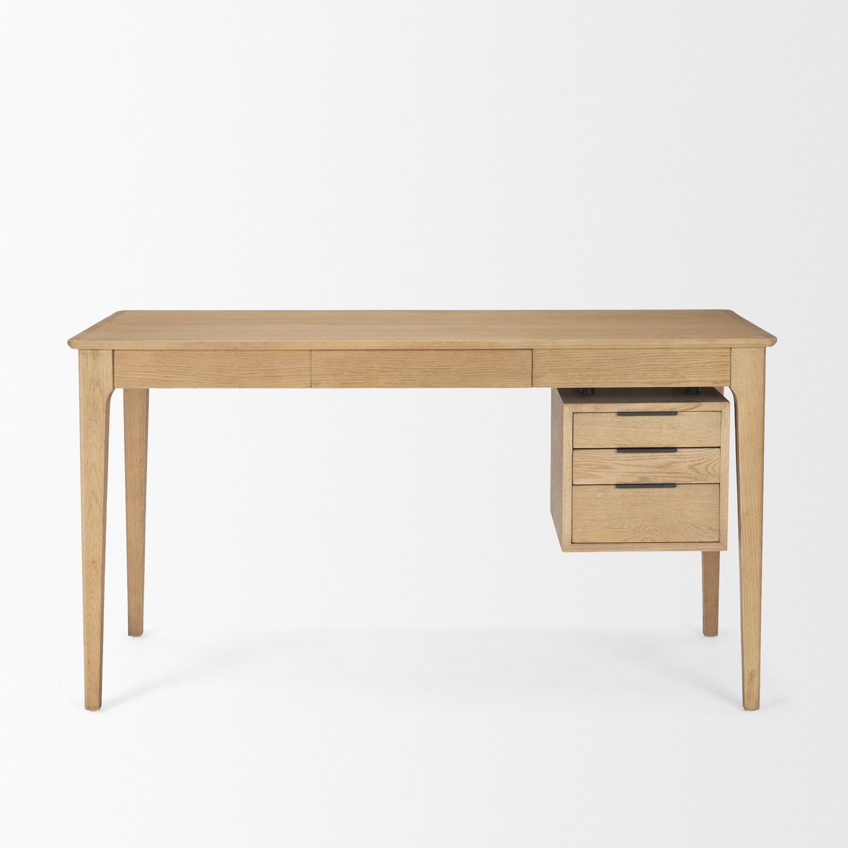Tino Light Brown Oak Wood with 4 Drawers Desk, by Mercana, 55.12" length x 26.77" width x 29.92" height View 4