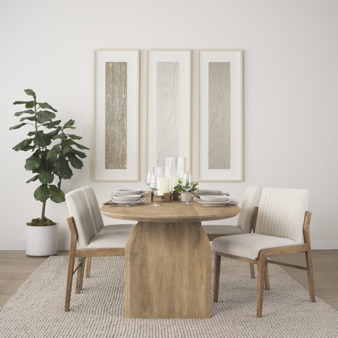Isla 86.5"L x 39"W Oval Dining Table | Modern | Light Brown Wood | Seats 6