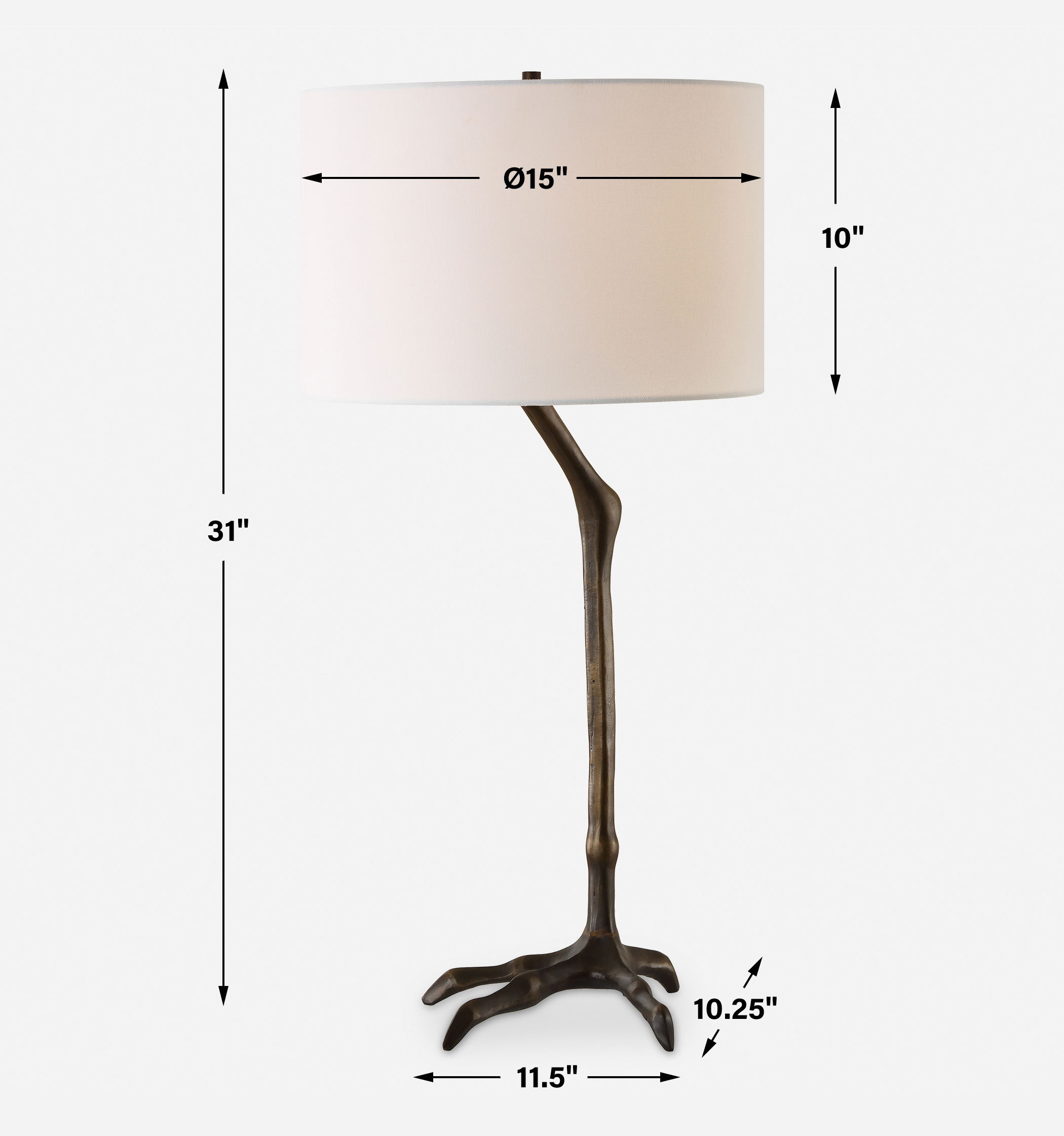 Perch Bird-Leg Table Lamp, by Uttermost, 15" width x 31" height x 15" depth View 3