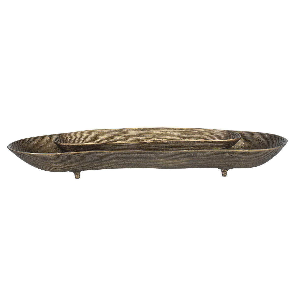 Stratum Oval Brass Bowls Set/2, Decorative Tray by Uttermost, 33.75" width x 4" height x 9.75" depth View 5