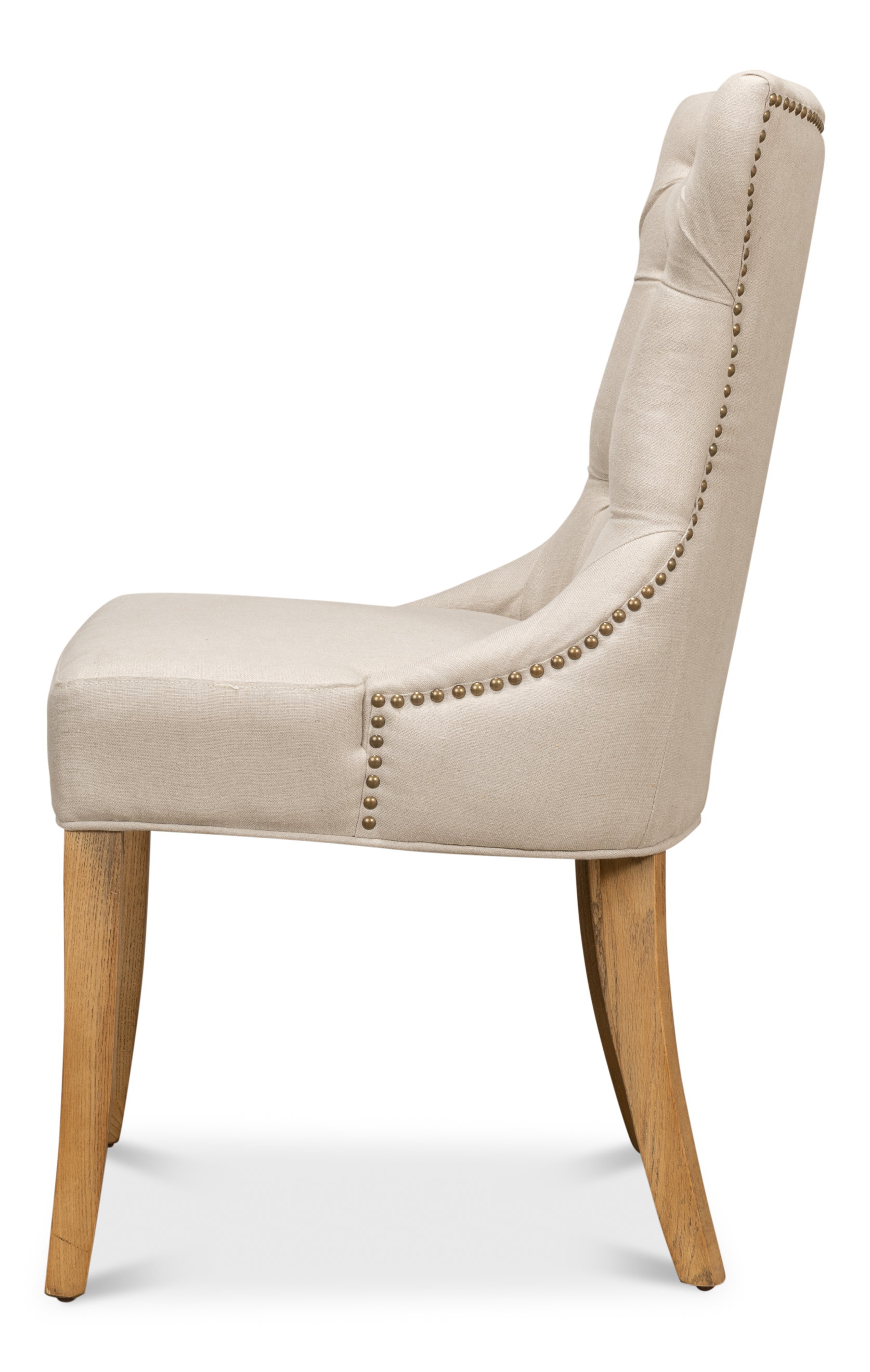 Sophie Side Chair, White Linen, Dining Chair by Sarreid, 20" length x 17" width x 38" height View 8