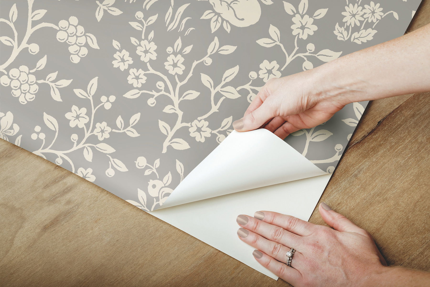 Magnolia Home Fox & Hare Grey Peel & Stick Wallpaper large image 