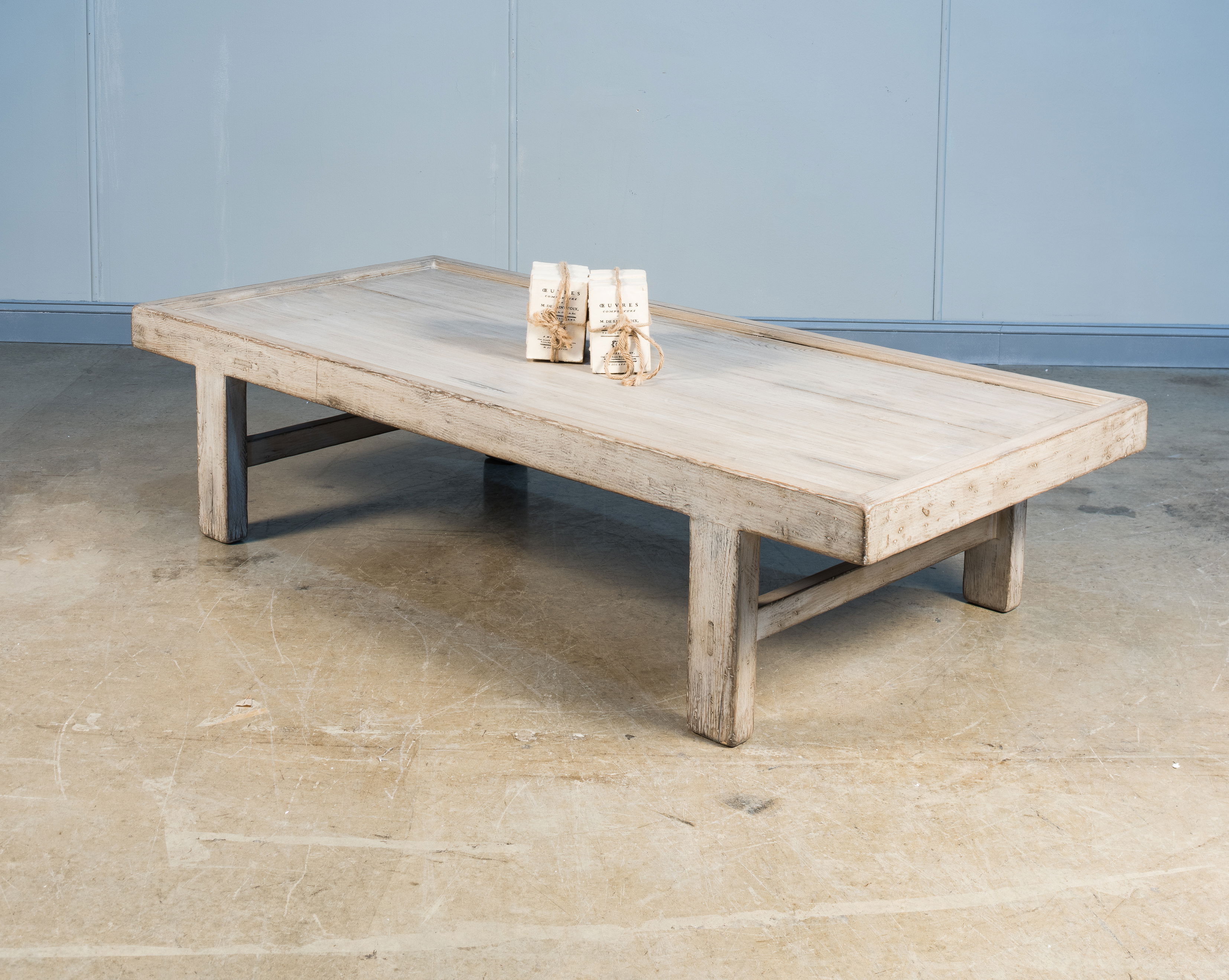 Large Wood Panel Coffee Tbl, French Grey, Coffee Table by Sarreid, 80" length x 37" width x 19" height View 13