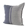 Aubrielle 20x20 Gray and Blue Fabric Color Blocked Pillow Cover, Decorative Pillow by Mercana, 20" length x 20" width x 0.2" height thumbnail 1