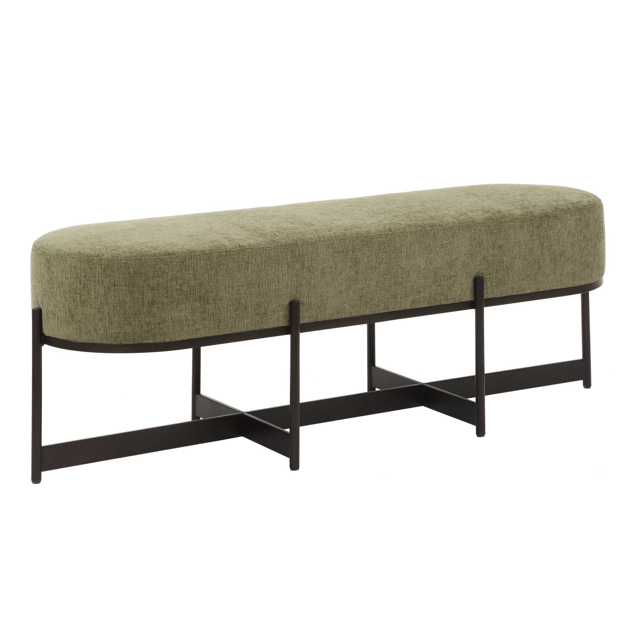 Merino Moss Fabric Bench, Furniture by Uttermost, 56.5" width x 19" height x 17.6" depth View 5