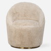 Crue Sheepskin Swivel Chair, Accent Chair by Uttermost, 30.5" width x 33" height x 32" depth thumbnail 1