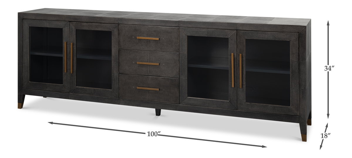 Desmond Sideboard Shagreen Antique Grey, by Sarreid, 1'6" length x 8'4" width x 2'10" height View 13