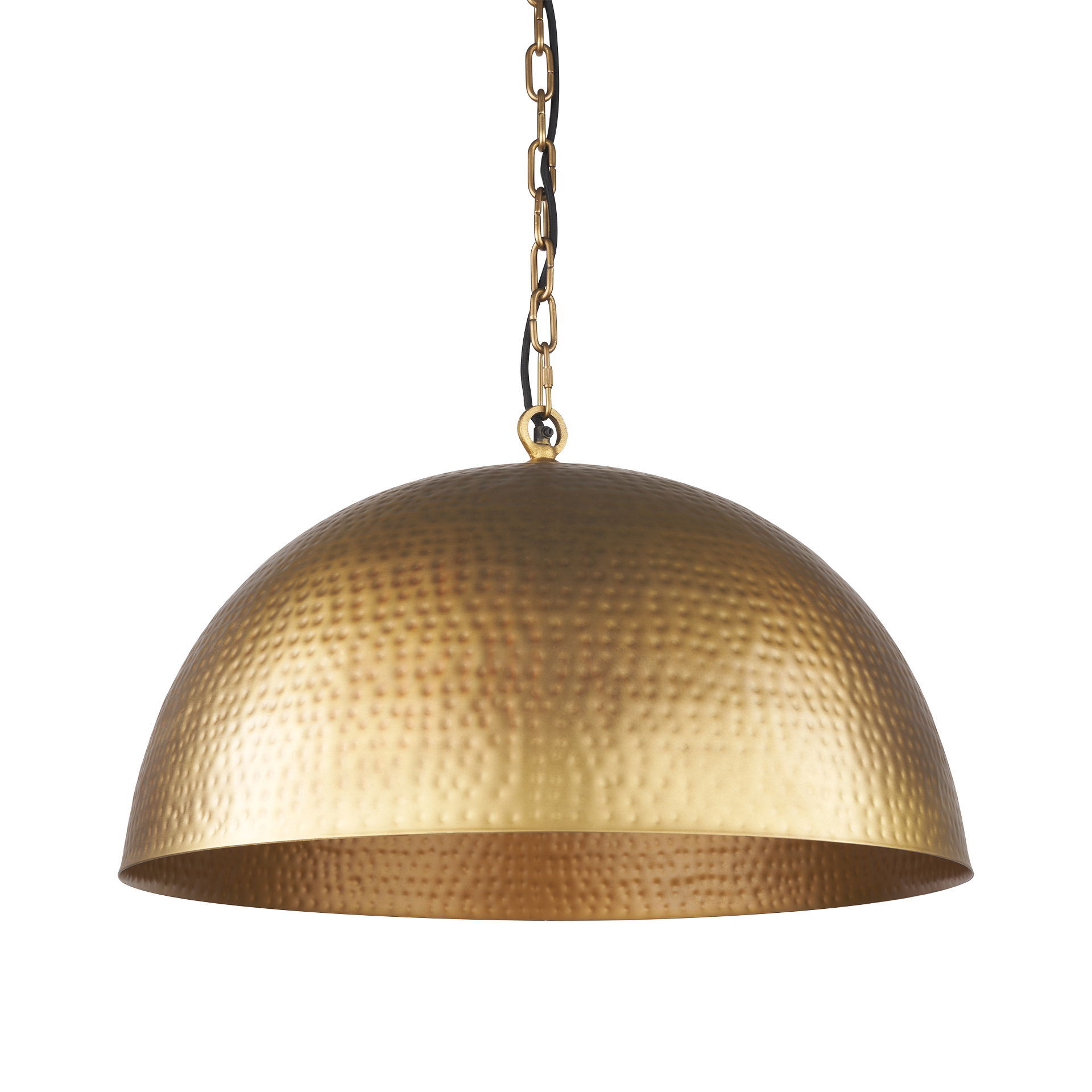 Karina 24' Round Brass-tone Hammered Metal Dome  Pendant Light large image 