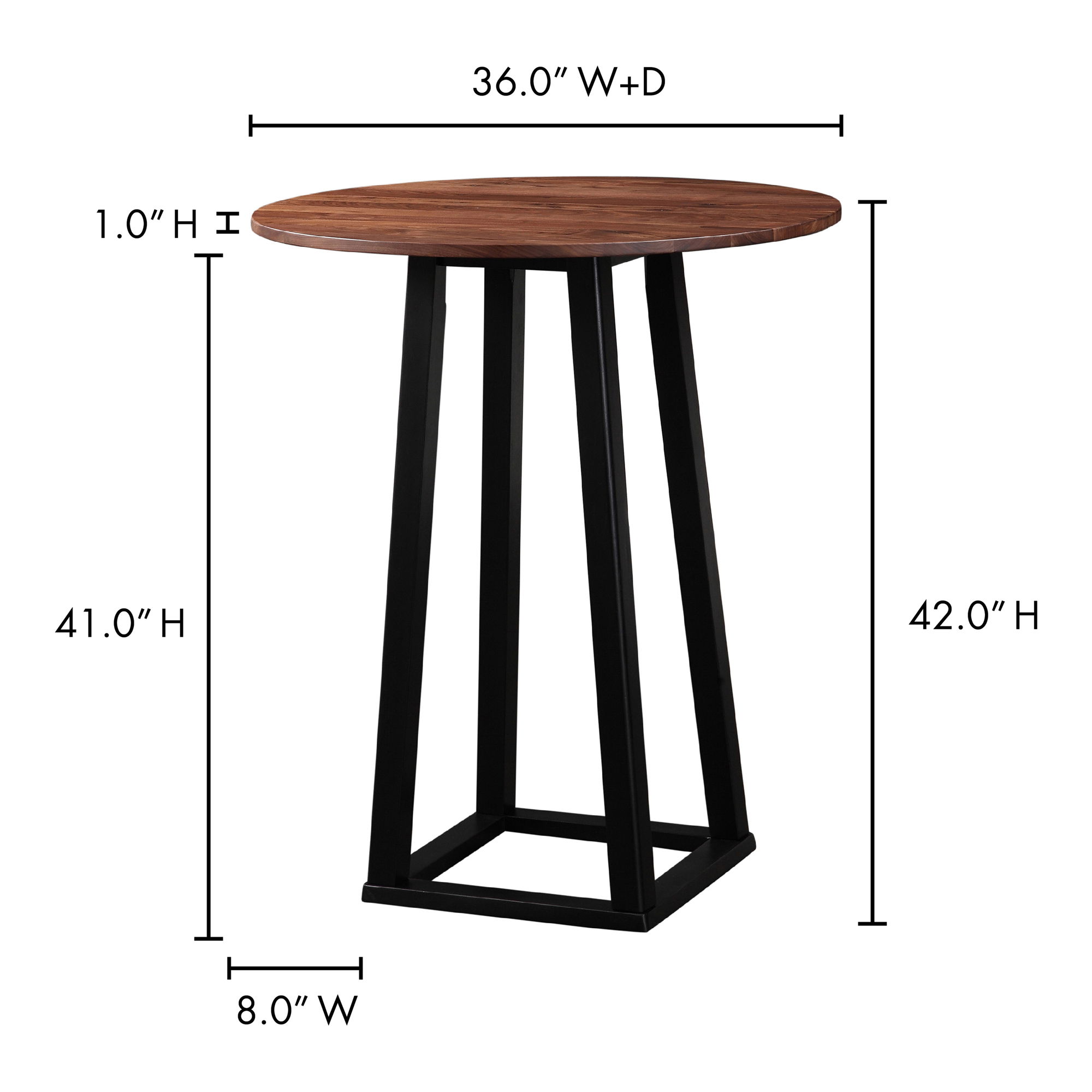Tri-mesa Bar Table Brown, Counter & Bar Table by Moe's Home, 36" width x 42" height x 36" depth View 5
