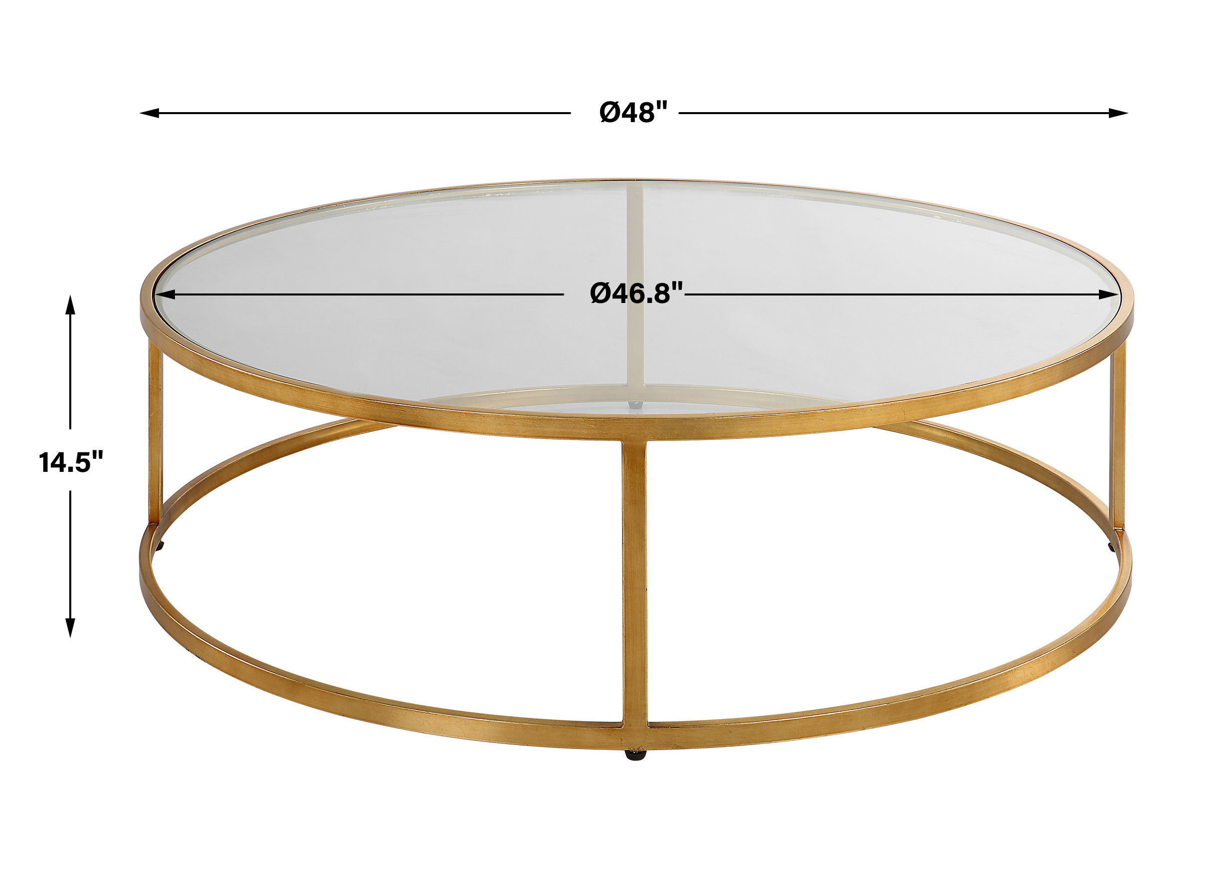 Radius Modern Circular Coffee Table, Furniture by Uttermost, 48" width x 14.5" height x 48" depth View 3