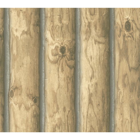 Mountain Logs  Light Brown Wallpaper