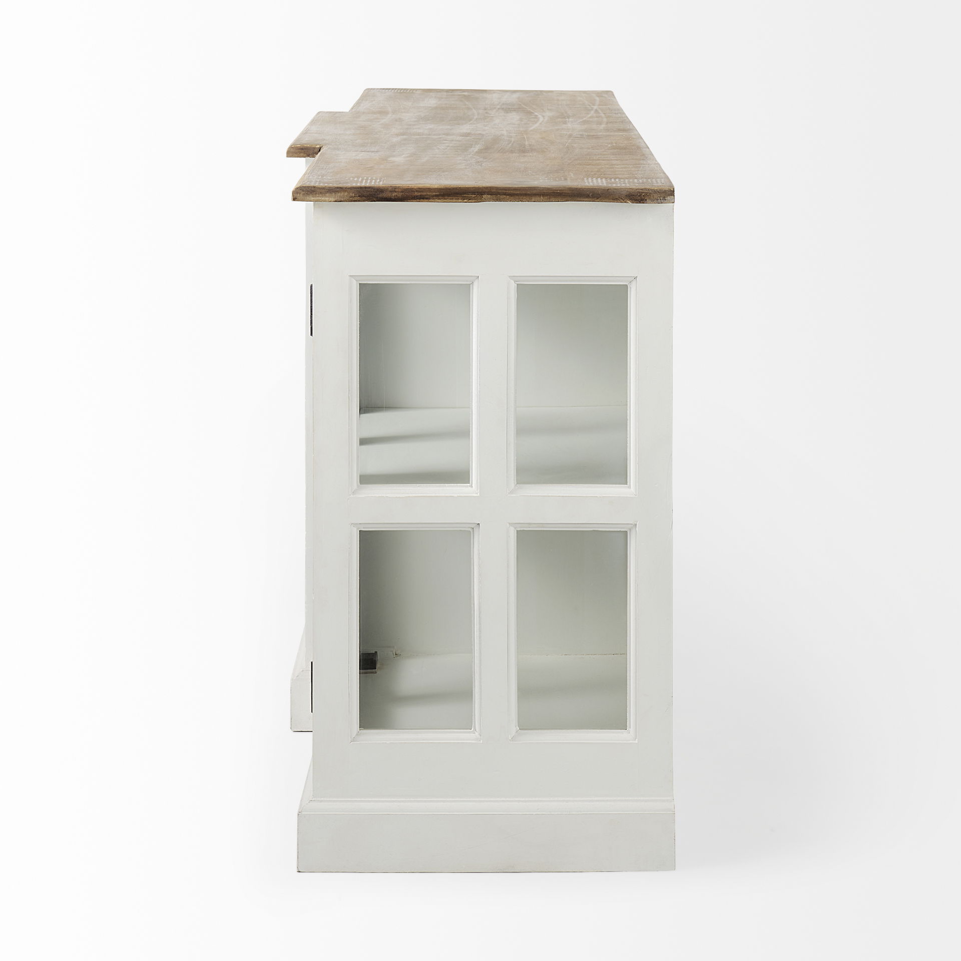 Bourchier 75x21 White/Black Solid Wood Frame Brown Top 4 Drawer 2 Glass Cabinet Buffet large image 