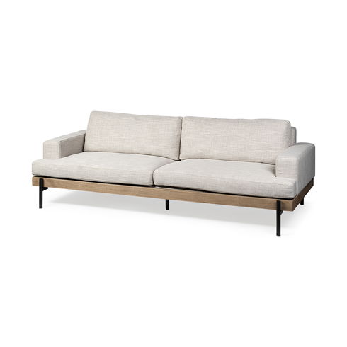 Colburne II 95" Beige Upholstered Three Seater Sofa