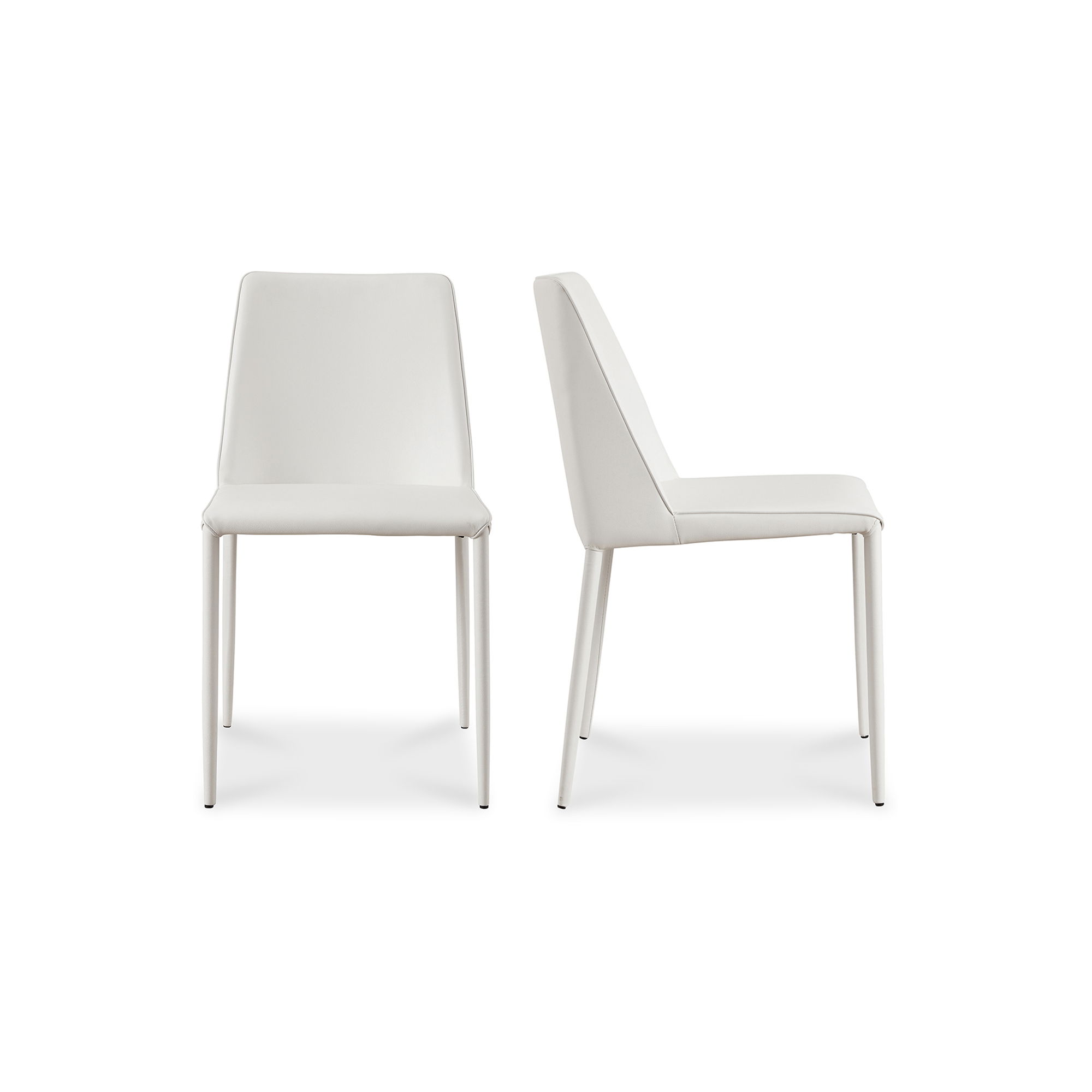 Nora Dining Chair White Vegan Leather - Set Of Two, by Moe's Home, 17.75" width x 32" height x 22" depth View 1