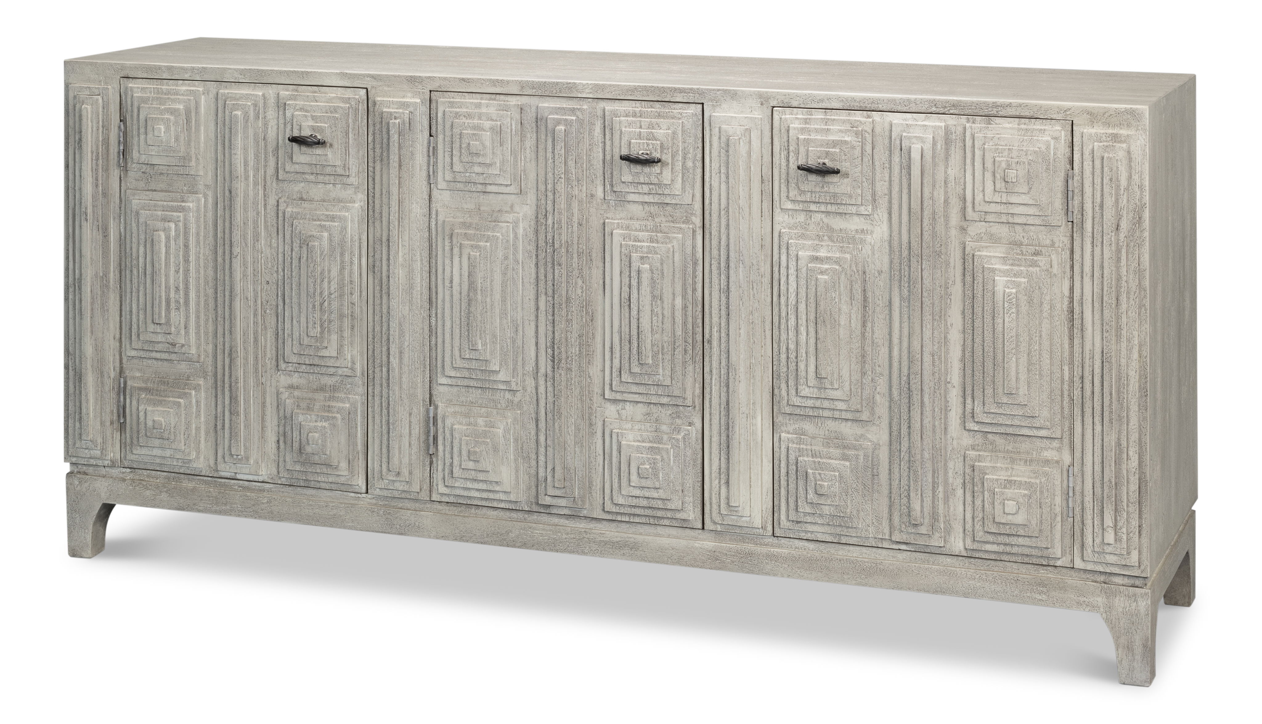 Rafina Three Door Sideboard, Cabinets & Sideboard by Sarreid, 74" length x 18" width x 34" height View 1